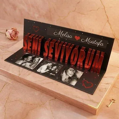 Kişiye Özel 3D Seni Seviyorum Kartı