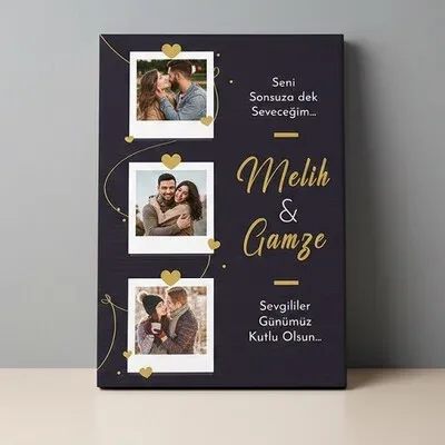Romantik Tasarımlı 3 Fotolu Kanvas Tablo
