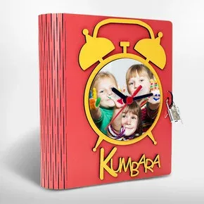 Kişiye Özel Fotoğraflı Kumbara Saat - KIRMIZI