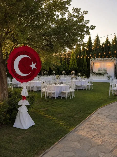 Ay Yıldız Düğün Çelengi - 200 cm
