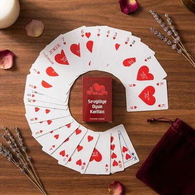 Sevgiliye Romantik Mesajlı Poker Oyun Kartları