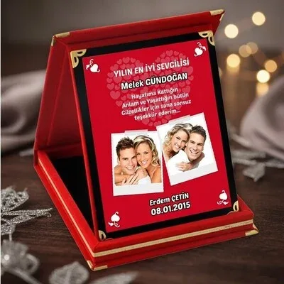 Sevgililere Özel Fotoğraf ve Mesajlı Plaket