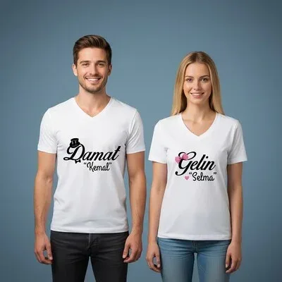 Gelin ve Damat Sevgili Tişörtü