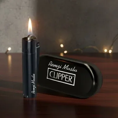 İsme Özel Siyah Clipper Çakmak