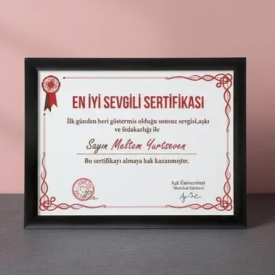 Yılın En İyi Sevgilisi Sertifikası
