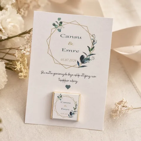 Düğün, Nikah, Söz, Nişan Çikolatası ve Teşekkür Kartı - No:9 - 35 adet