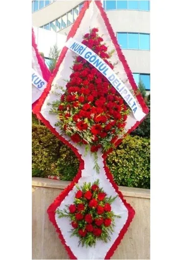 Kırmızı Gül Çift Katlı Tören Çelengi - 200 cm