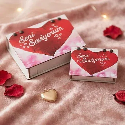 Seni Seviyorum Yazılı 2li Ahşap Kutu