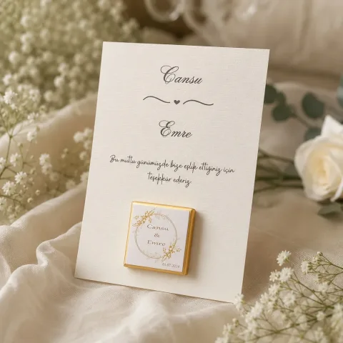 Düğün, Nikah, Söz, Nişan Çikolatası ve Teşekkür Kartı - No:8 - 35 adet