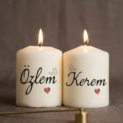 Sevgiliye Hediye İsimli 2li Mum Seti
