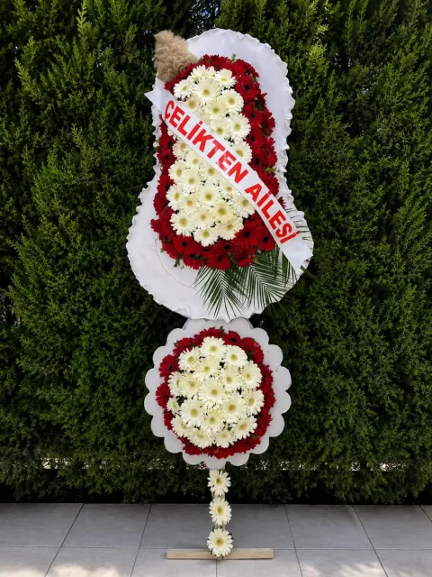 Kırmızı Beyaz Gerbera Açılış Çelengi