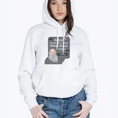 Orijinal Tolstoy Tasarımlı Kapşonlu Kadın Sweatshirt