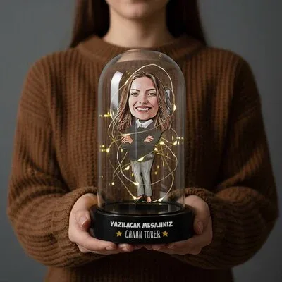 Bir Güzel Kolay Yetişmiyor Karikatürlü Işıklı Fanus Biblo