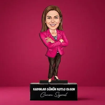 Çalışan Kadına Özel Hediyelik Karikatürlü Biblo