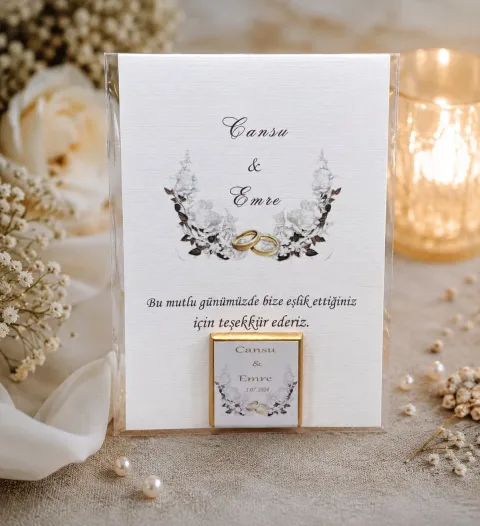 Düğün, Nikah, Söz, Nişan Çikolatası ve Teşekkür Kartı - No:11 - 35 adet