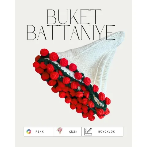 Örgü Buket Battaniye Kırmızı (Büyük boy 80cm)