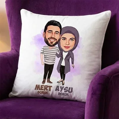 Sonsuza Dek Seninle Sevgilim Karikatürlü Yastık