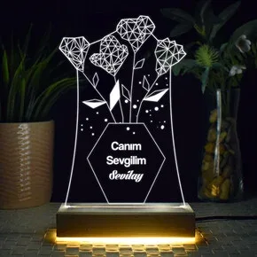 Kadın Sevgiliye Mesajlı 3d Led Lamba