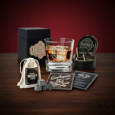 Premium İsme Özel Elegan Viski Hediye Seti