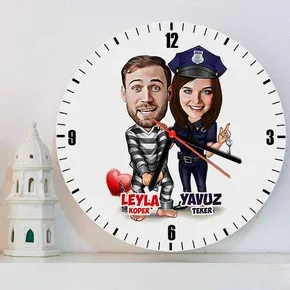 Biz Bize Mahkumuz Karikatürlü Duvar Saati