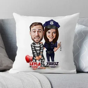Biz Bize Mahkumuz Karikatürlü Yastık