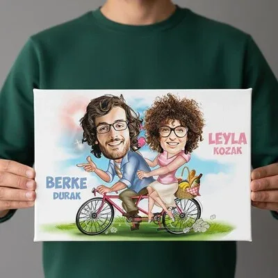 Romantik Hayaller Karikatürlü Kanvas Tablo