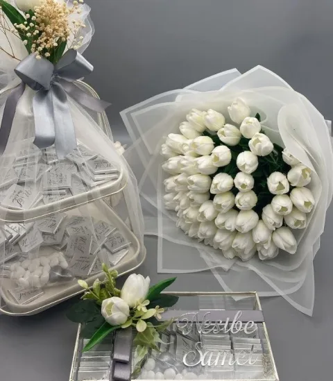 İsteme Çiçeği ve Çikolatası 3’lü Set