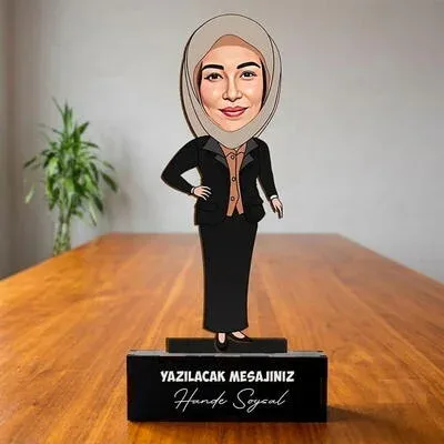 Başörtülü Kadın Karikatürlü Biblo