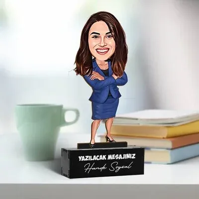 İş Kadını Kişiye Özel Karikatürlü Biblo