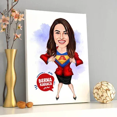 Süper Kahraman Kadın Karikatürlü Kanvas Tablo
