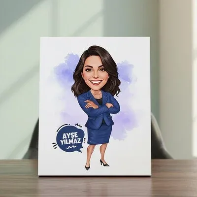 İş Kadını Kişiye Özel Karikatürlü Kanvas