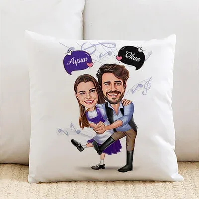 Karikatürlü Dans Seven Çiftler Yastık