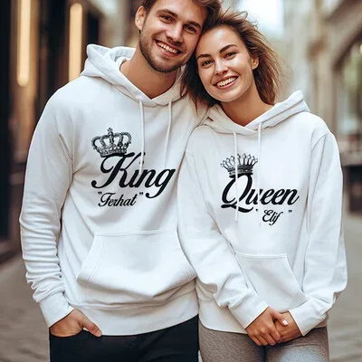 King And Queen Kapşonlu Sevgili Sweatshirt