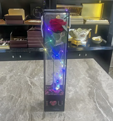 Love Işıklı Kırmızı Tek Gül Aranjmanı
