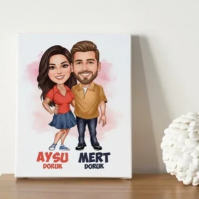 Her Zaman Yanındayım Sevgilim Karikatürlü Tablo