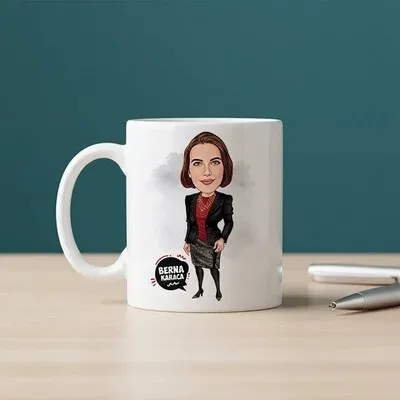Harika Kadın Karikatürlü Kupa Bardak