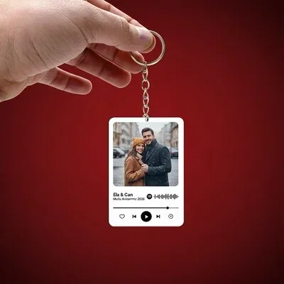 Kişiye Özel Fotoğraflı Spotify Ses İzi Anahtarlık
