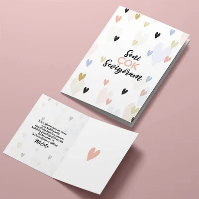 Seni Seviyorum Romantik Tebrik Kartı