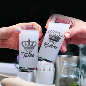 King And Queen İsimli 2li Rakı Bardağı