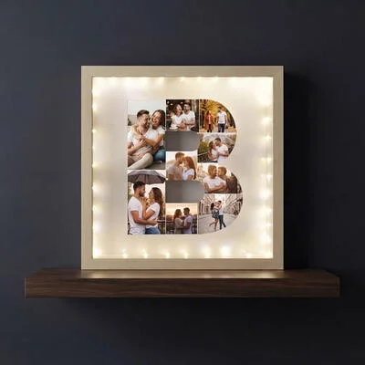 Kişiye Özel 3d Harfli ve Fotoğraflı Işıklı Çerçeve