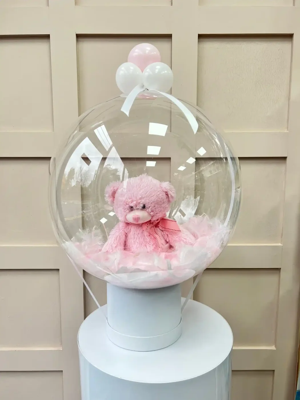 Balonlu Peluş Ayıcıklı Kız Bebek Doğum Çiçeği