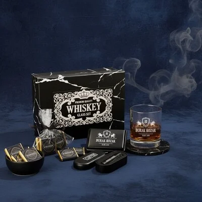 Kişiye Özel Whiskey Set Çakmak ve Sigaralık Hediye Kutusu