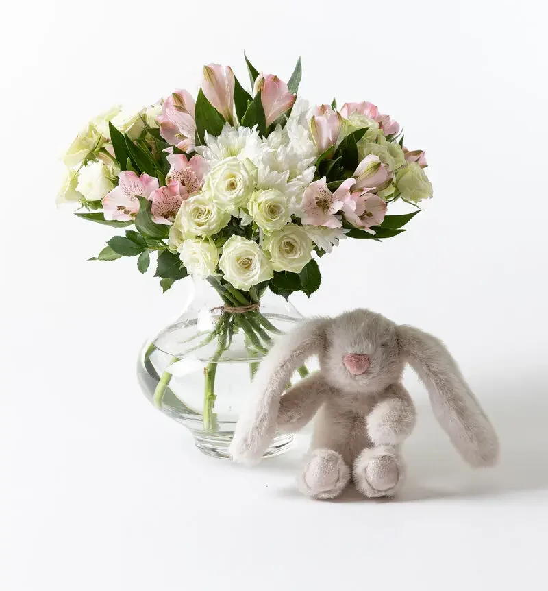 Vazoda Karışık Çiçekler Mini Peluş Oyuncak
