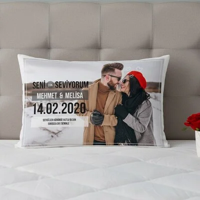 Romantik Aşkım Fotoğraflı Sevgili Yastığı