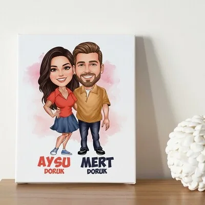 Her Zaman Yanındayım Sevgilim Karikatürlü Tablo