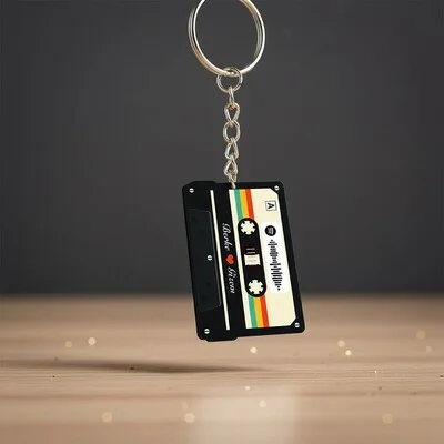 Kaset Şeklinde Spotify Ses İzi Anahtarlık