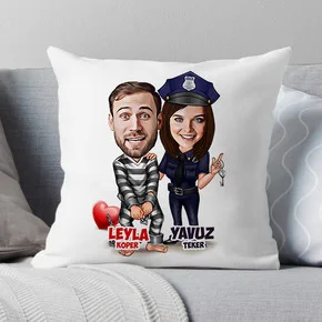 Biz Bize Mahkumuz Karikatürlü Yastık