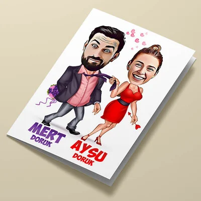 Çok Romantiksin Karikatürlü Tebrik Kartı