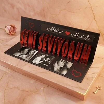 Kişiye Özel 3D Seni Seviyorum Kartı