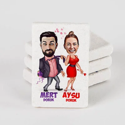 Senden Kaçamam Karikatürlü Taş Buzdolabı Magneti